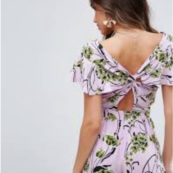 ASOS Floral V-Neck Jumpsuit - Purple and Green - Picture 2 of 3
